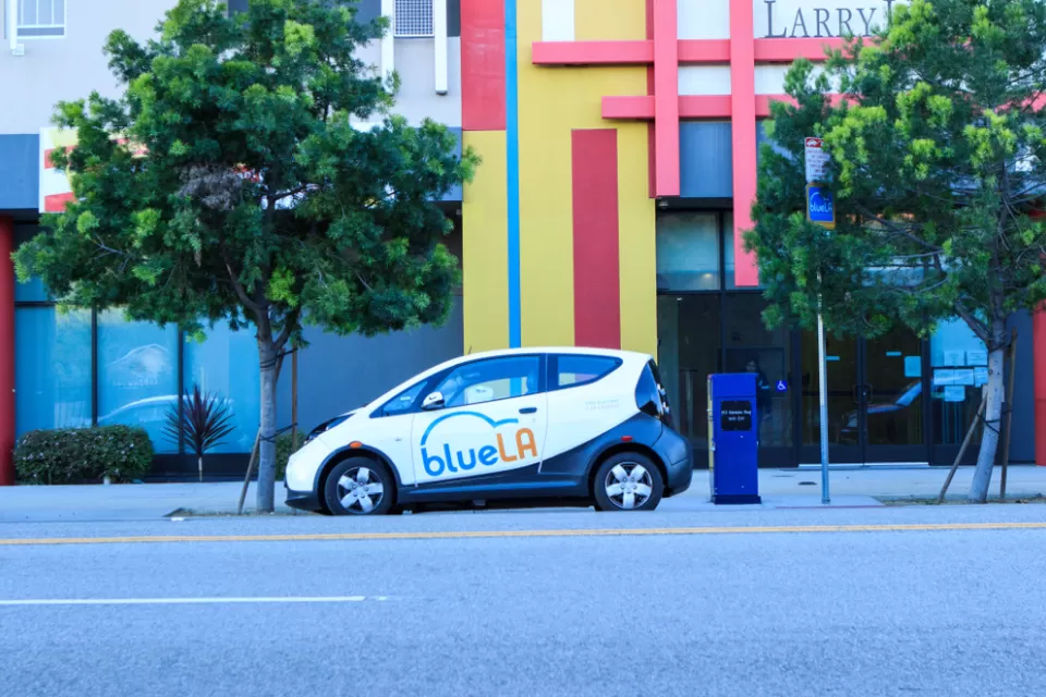 BlueLA electric car, part of a shared fleet